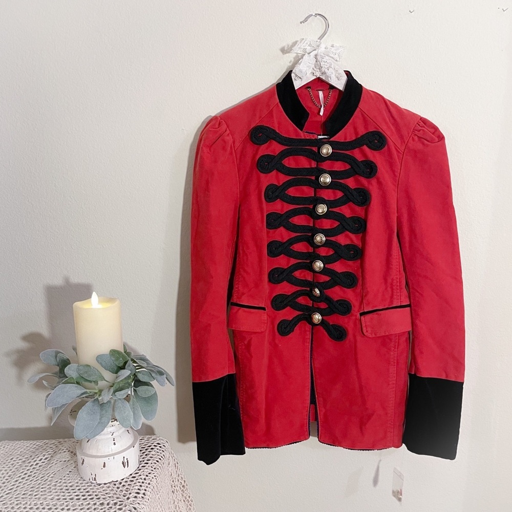 Free People Seamed and Structured Velvet Blazer Jacket